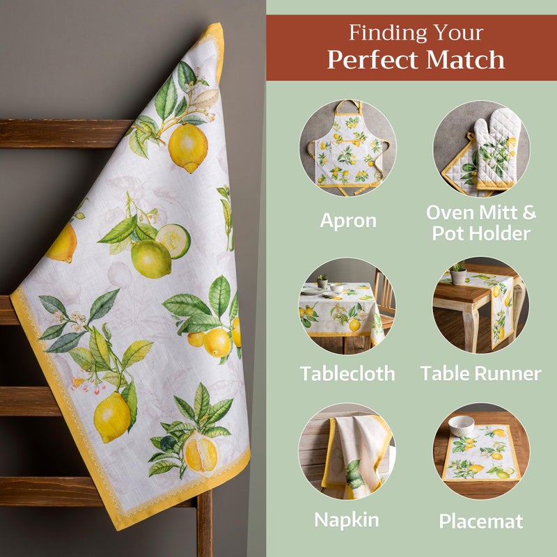 Maison d' Hermine Kitchen Towels Set of 3 100% Cotton 27.50" x 20" Reusable Cloth Tea Dish Towels Absorbent with Hanging Loop for Kitchen, Home, Dining, Cocktail Parties Spring/Summer (Limoncello) - Image 5